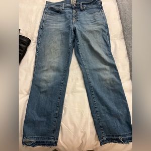 J. Crew High Rise Straight Leg Jeans with Raw Hem